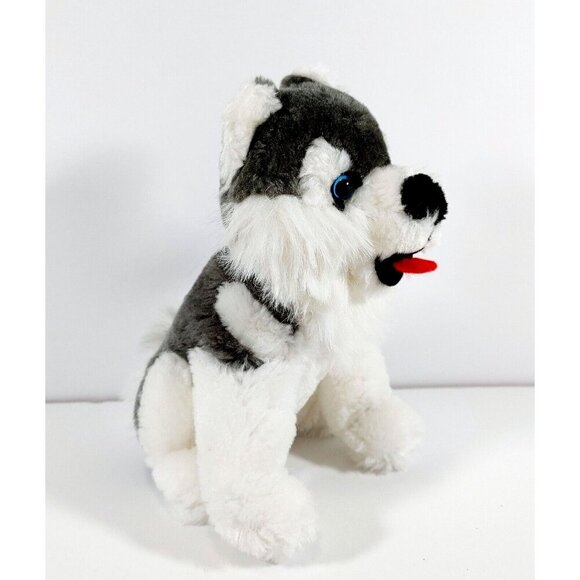Shalom Toy Vintage Gray Wolf Husky Dog Plush Stuffed Animal Toy Blue Eyes 7.5" - Picture 2 of 4